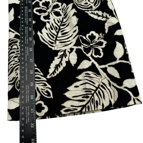 TALBOTS NWT Women's 16 Black White Hawaiian‎ Tropical Palm Print Wide Leg Pants - Picture 10 of 10